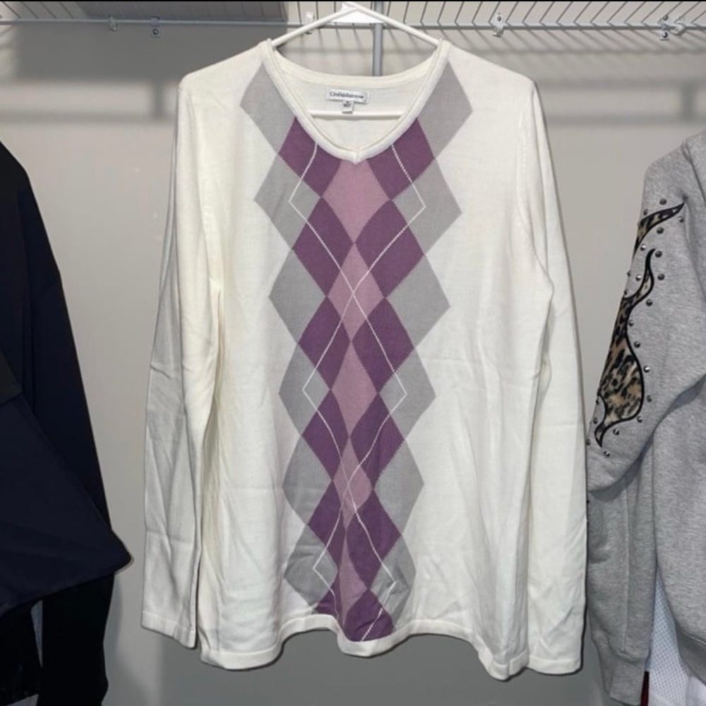Croft and Barrow White Argyle Sweater